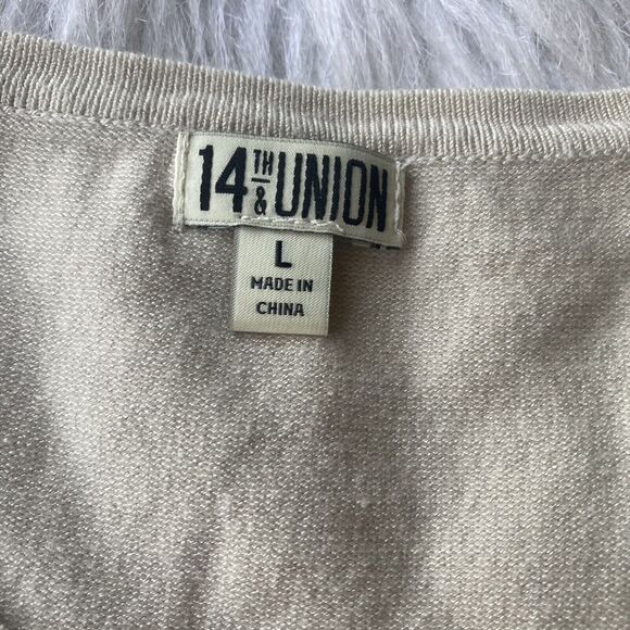 14th & Union Cardigan Sz L Sweater Sand Birch Button Up Knit Career Work Casual - Picture 4 of 10
